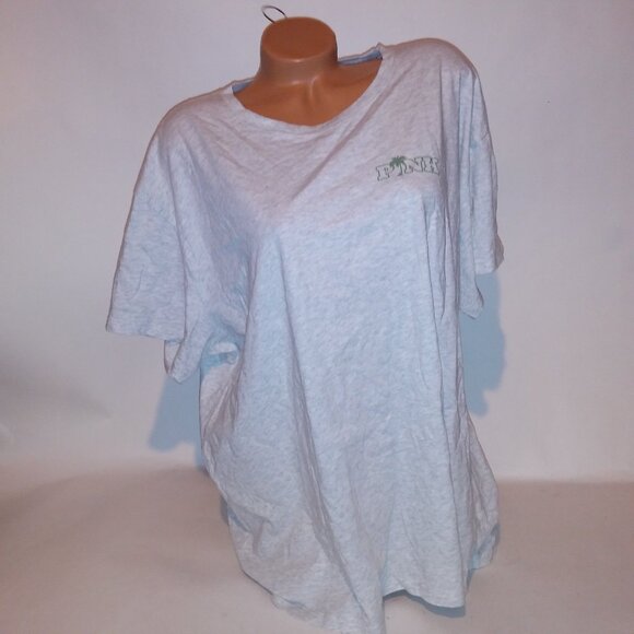 PINK Victoria's Secret Tops - Victoria Secret PINK T Shirt VS Tee Gray Marl Green Logo Crew Neck Short Sleeve